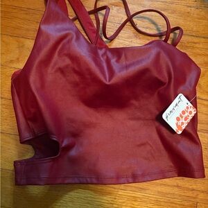 FP Movement by Free People Burgundy Crop Top